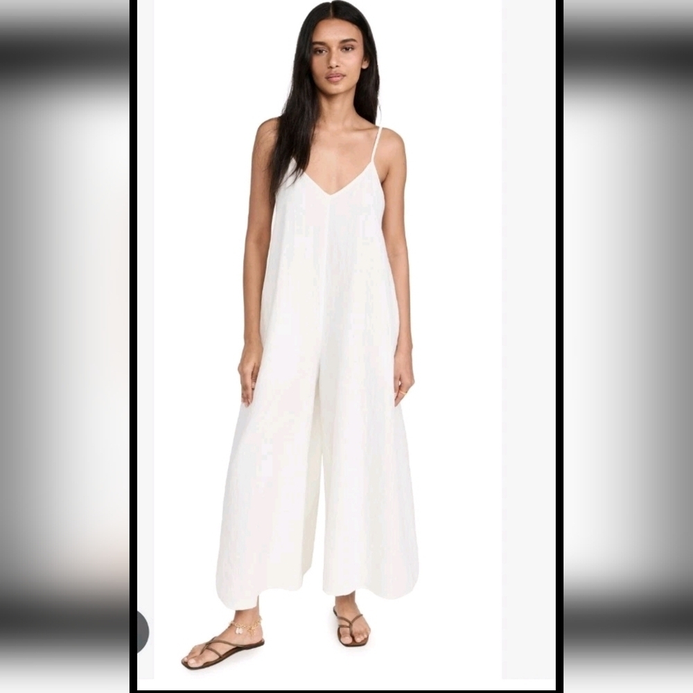 Mara Hoffman Womens White Carly Sleeveless Organic Cotton Blend Luxury Jumpsuit